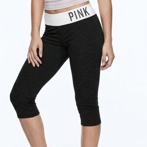 Pink Victoria Secret Black and White yoga capris leggings  Size Large